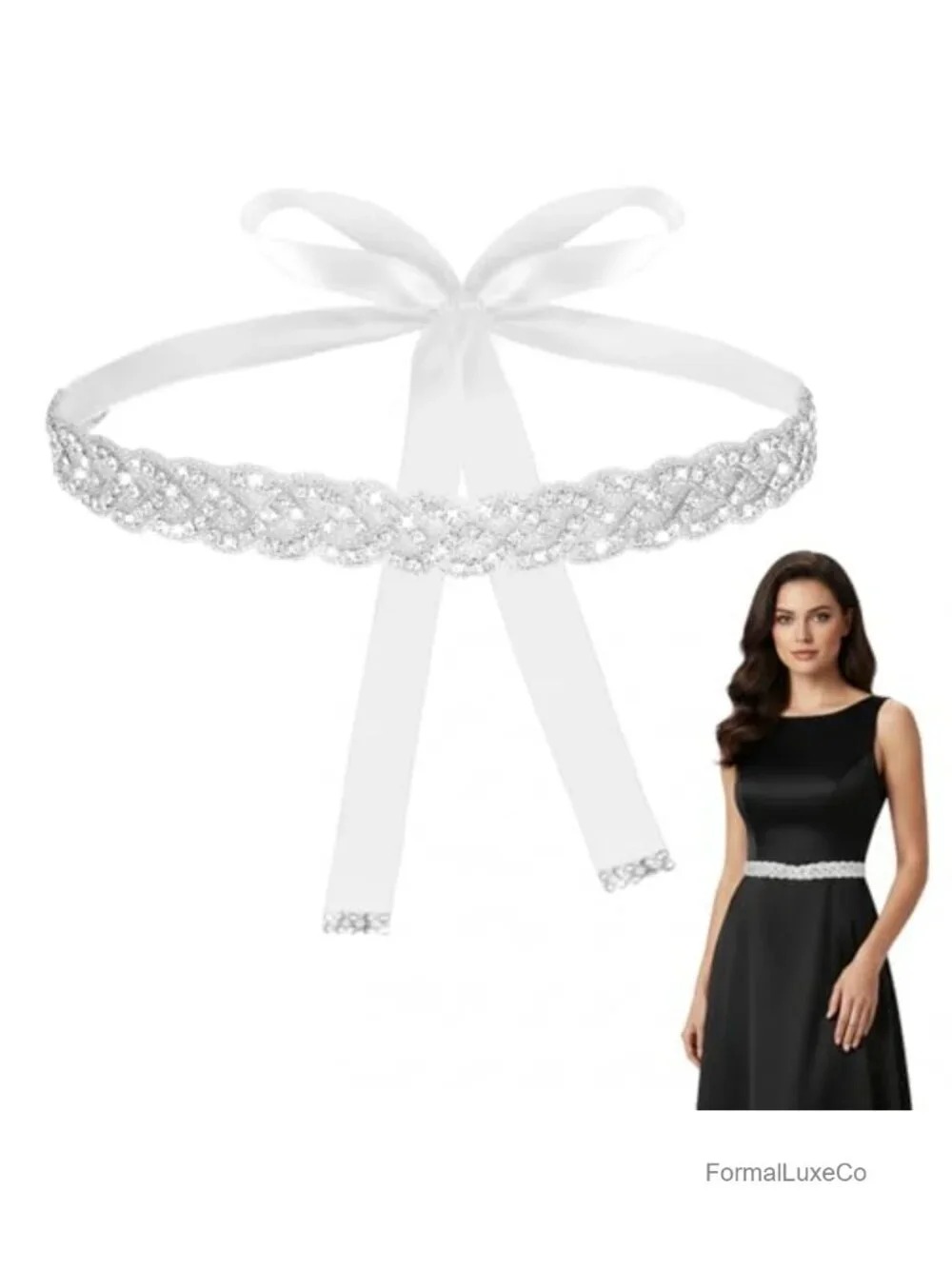 Bridal Rhinestone Wedding Waist Belt Crystal Belts Handcrafted Glitter Ribbon